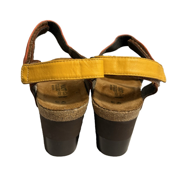 New NAOT Miracle Hawaiian Brown Orange Sunshine Wedge Sandal Womens Size 9 - Picture 5 of 11